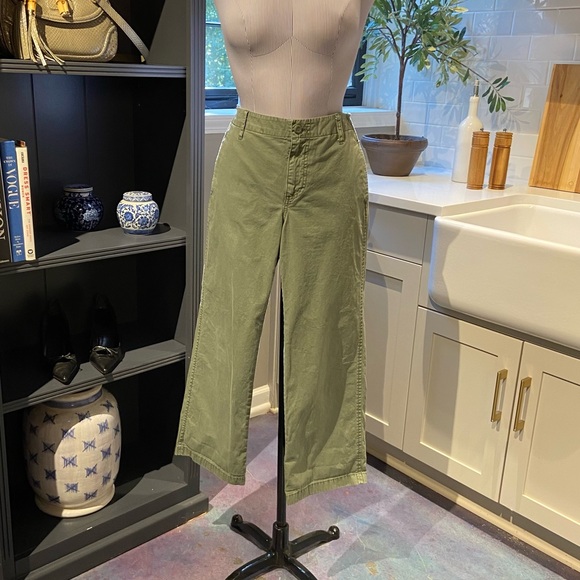 J. Crew Wide Leg Green Utility Slacks – Size 25P - Picture 3 of 8